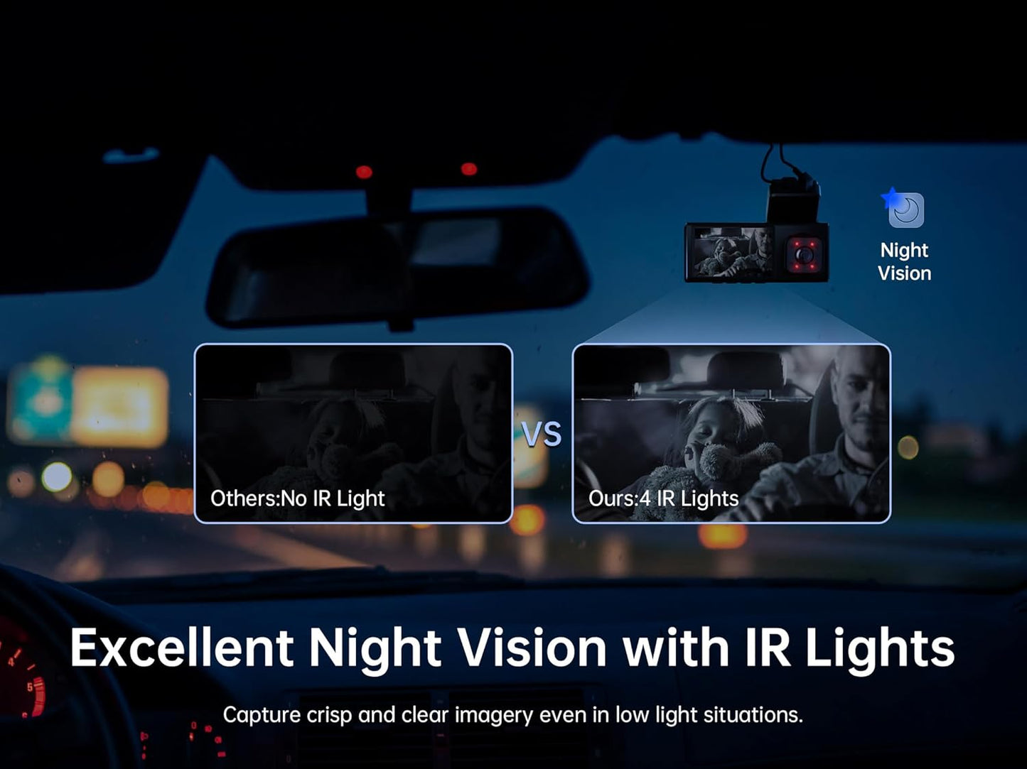 Pelsee P2 Trio 4K Dash Cam Front and Rear Inside WiFi, 64GB Card, 4K+1080P+1080P Dashcam,3 Channel Dash Camera for Cars Smart Driving Assistant ADAS/BSD/DMS,Night Vision/24H Parking Mode/G-Sensor