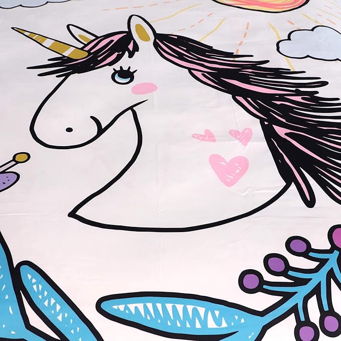 Unicorn Comforter Set Twin Unicorn Bedding Set for Girls Boys Kids Double Side Quilt Set - Includes 1 Comforter, 2 Shams