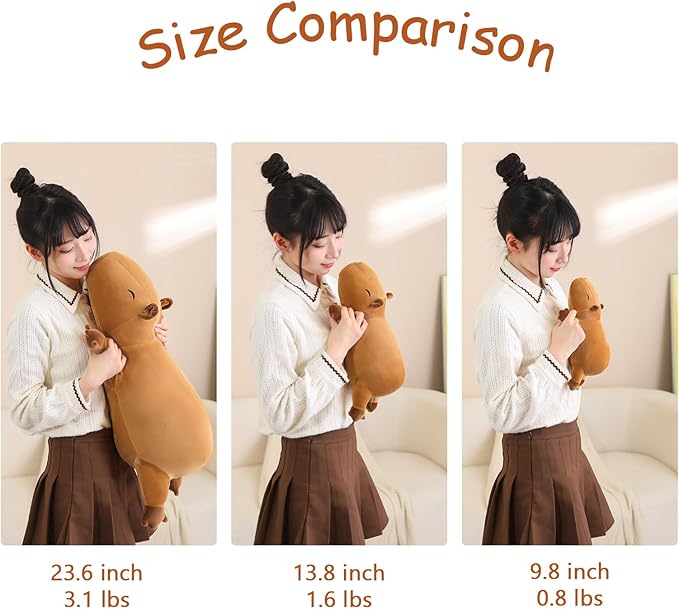 SQEQE Weighted Capybara Plush, Weighted Capybara Stuffed Animal, Cute Plushies Soft Pillow Toy Gift for Kids Adults 13.8 Inch, 1.6 Lbs