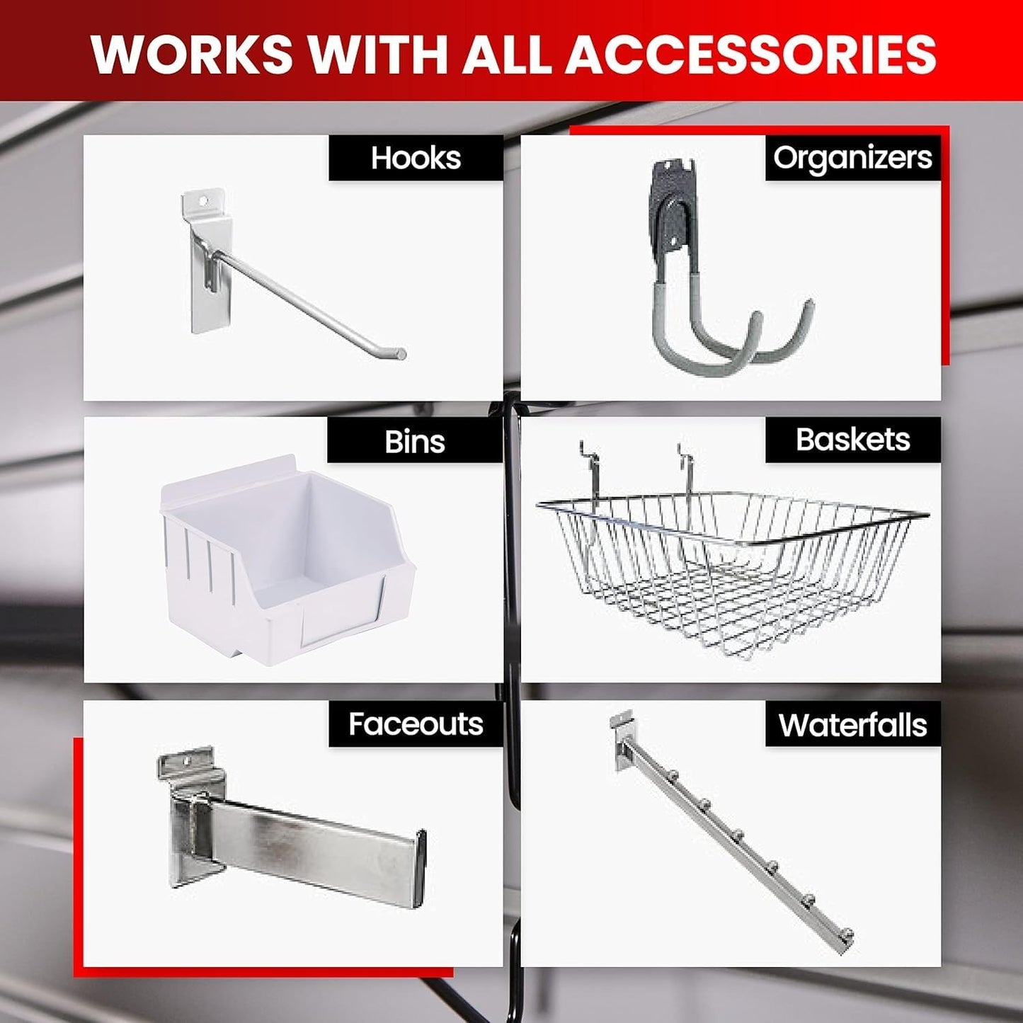 DLDIRECT Slatwall Panel Garage Wall Organizer: Heavy Duty Mounted PVC Rack, Interlocking Slat Paneling for Garage Storage, Slat Wall Board, Shelves System - 3 Color Samples