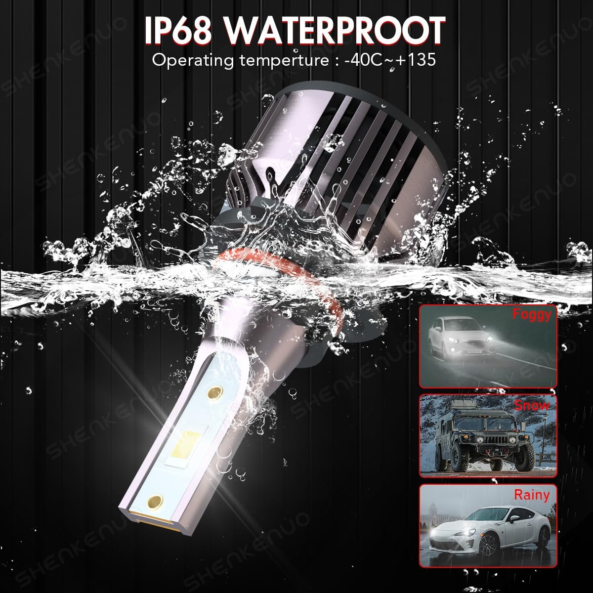 Headlight Bulbs Fit For 2004-2012GMC Canyon 9005 High Beam 9006 Low Beam 9145 Fog Light Bulbs,6500K White Car Light,500% Brightnes Bulb,Plug and Play, IP68, Pack of 6