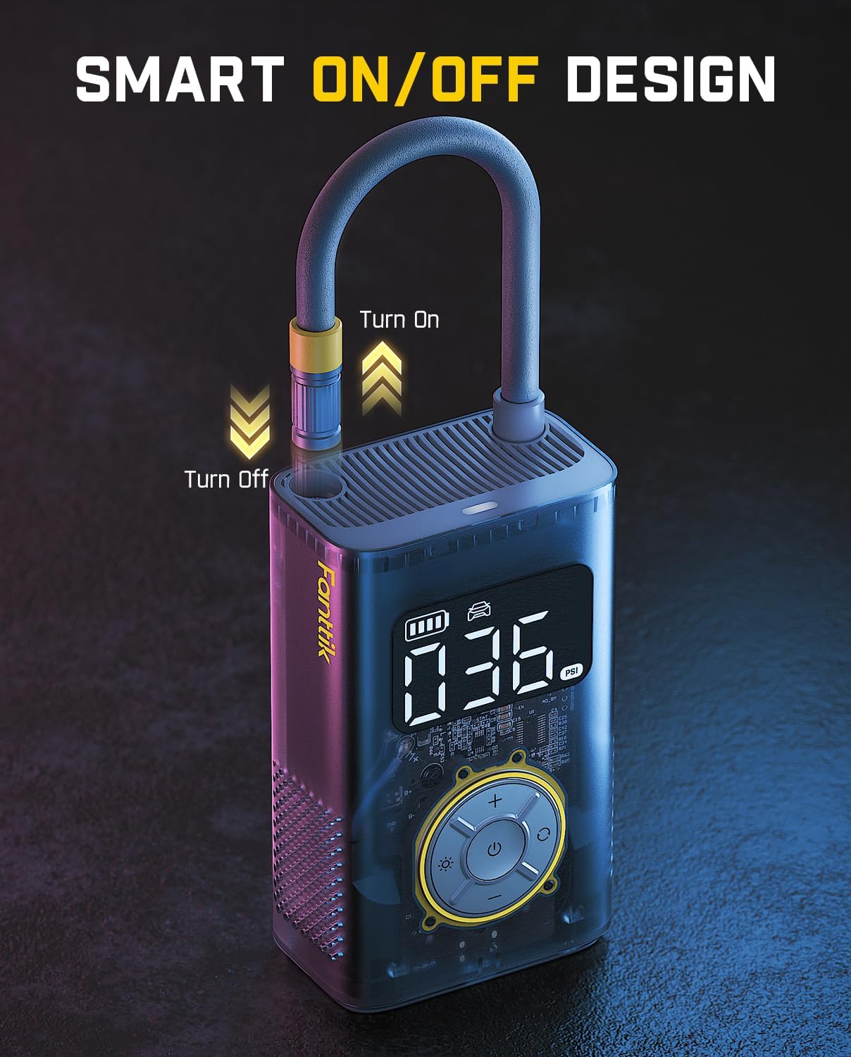 Fanttik X9 Pro Portable Tire Inflator for Compact Car, 1Min Jet-Inflate Electric Bike Pump with Digital Tire Pressure Gauge, 150PSI Air Compressor for Electric Bikes, Motorcycle, Ball, Mechanical Gray