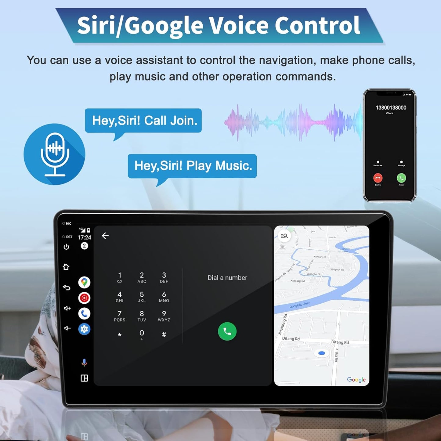 Car Radio Stereo for Jeep Wrangler JK 2007-2018 Dodge Ram 1500 2500 3500 Grand Cherokee, Android 13 2G+64G with CarPlay Android Auto 10 inch Touchscreen Head Unit, GPS BT WiFi AM/FM, Rear View Camera