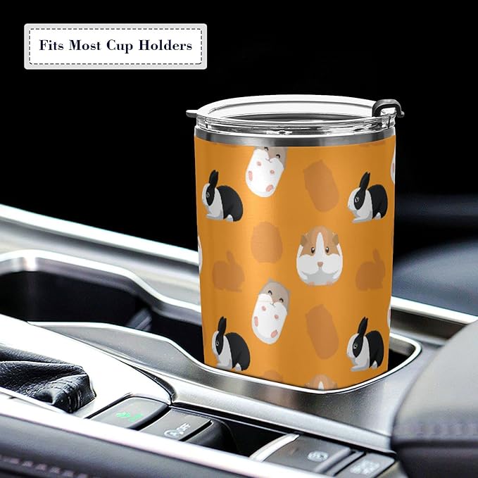 Tumbler Guinea Pig Cute Rabbit Insulated Coffee Cup Beverage Container Office Travel Mug with Straw and Lid 20oz Back to School Gift