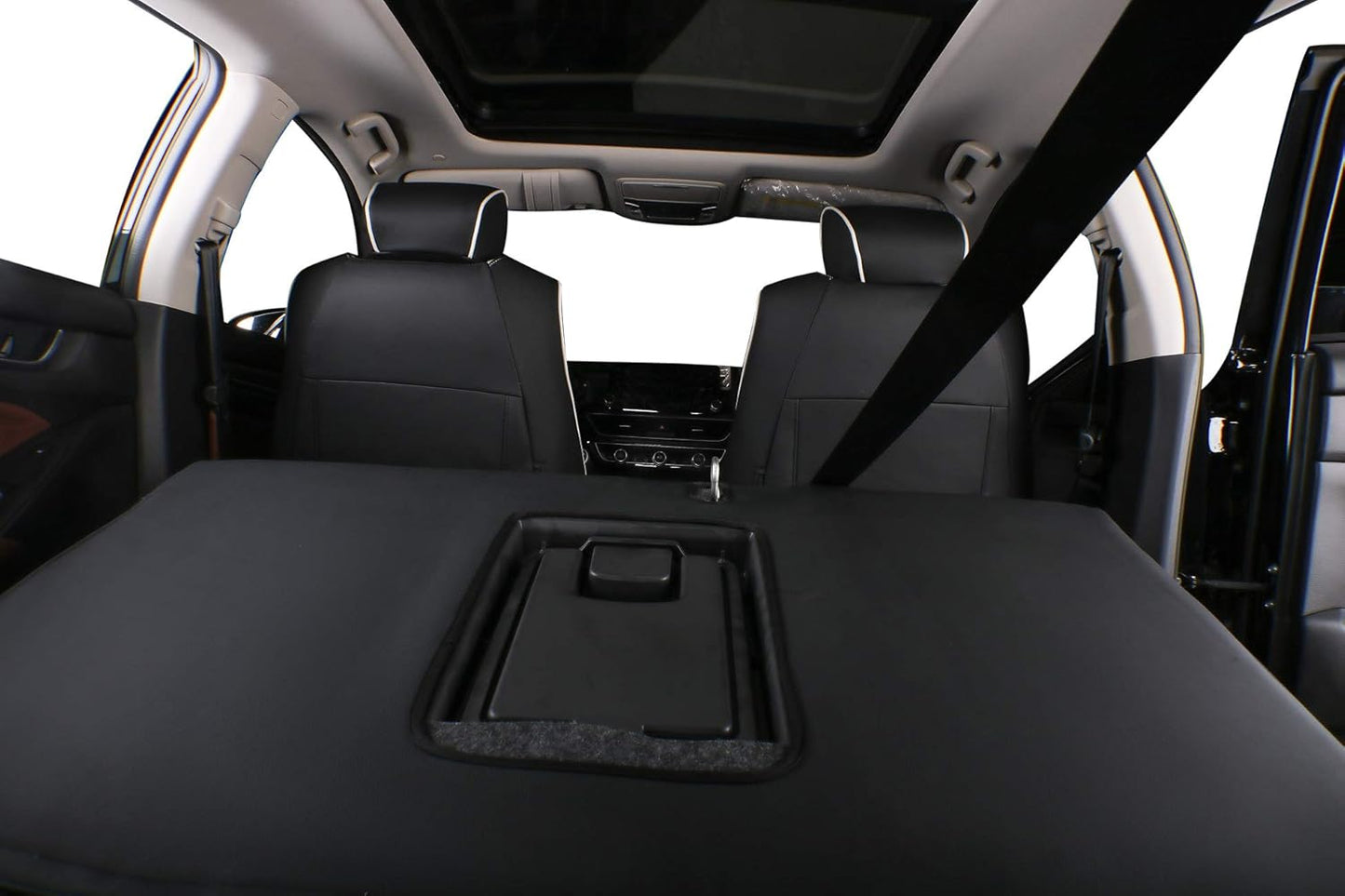 EKR Accord Seat Covers Full Set Custom for Honda Accord Base,EX-L,Touring 2014-2017 (Hybrid),Reat Row W/Solid Backrest W/Armrest,Leather Seat Cover for Trucks,Automotive Seat Covers(Black/Gray)