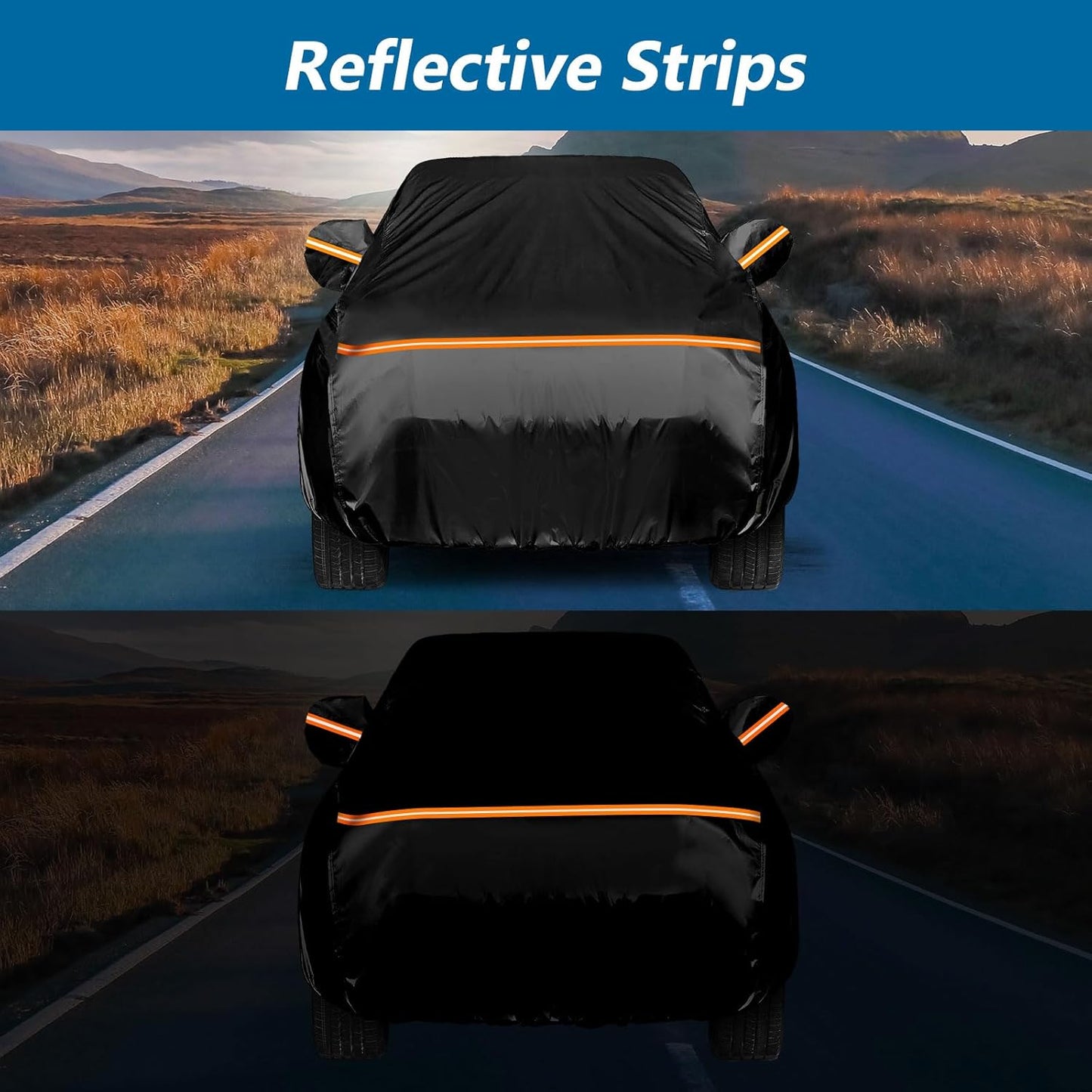 Waterproof Car Covers for Toyota Tacoma Double Cab-6ft Bed 2016-2025, Waterproof 420D Oxford Cloth Cover Outdoor Full Car Covers with Zipper Windproof Heavy Duty All Weather