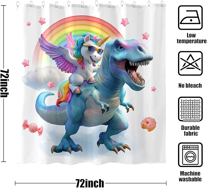 Yeoiat are You Pooping Shower Curtain Funny Shower Curtain Dinosaur Shower Curtains for Bathroom Cute Shower Curtain Set with 12 Hooks Unicorn-01 72×72 Inches