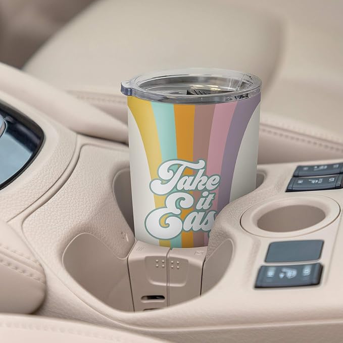 Studio Oh! Insulated Stainless-Steel Tumbler - Double-Walled 17-Ounce Travel Cup - Vacuum Seal Keeps Liquids Hot or Cold for Hours - Fits Standard Size Cup Holders - Take It Easy