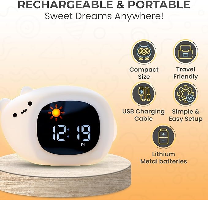 Bumble & Bright - OK to Wake Kids Alarm Clock with Nightlight & Sound Machine | 8 Colors, 6 Sounds, Snooze | Teaches Healthy Sleep Habits & Helps Kids Stay in Bed | Plug-in Powered (Corded)