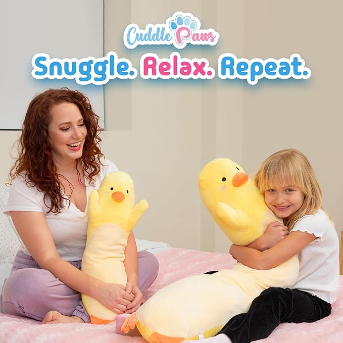 Stuffed Animal Duck Body Pillow – Soft Plush Toy & Throw Pillow for Kids, Medium (35 Inches), Soft Plushies Stuff Gift for Girls