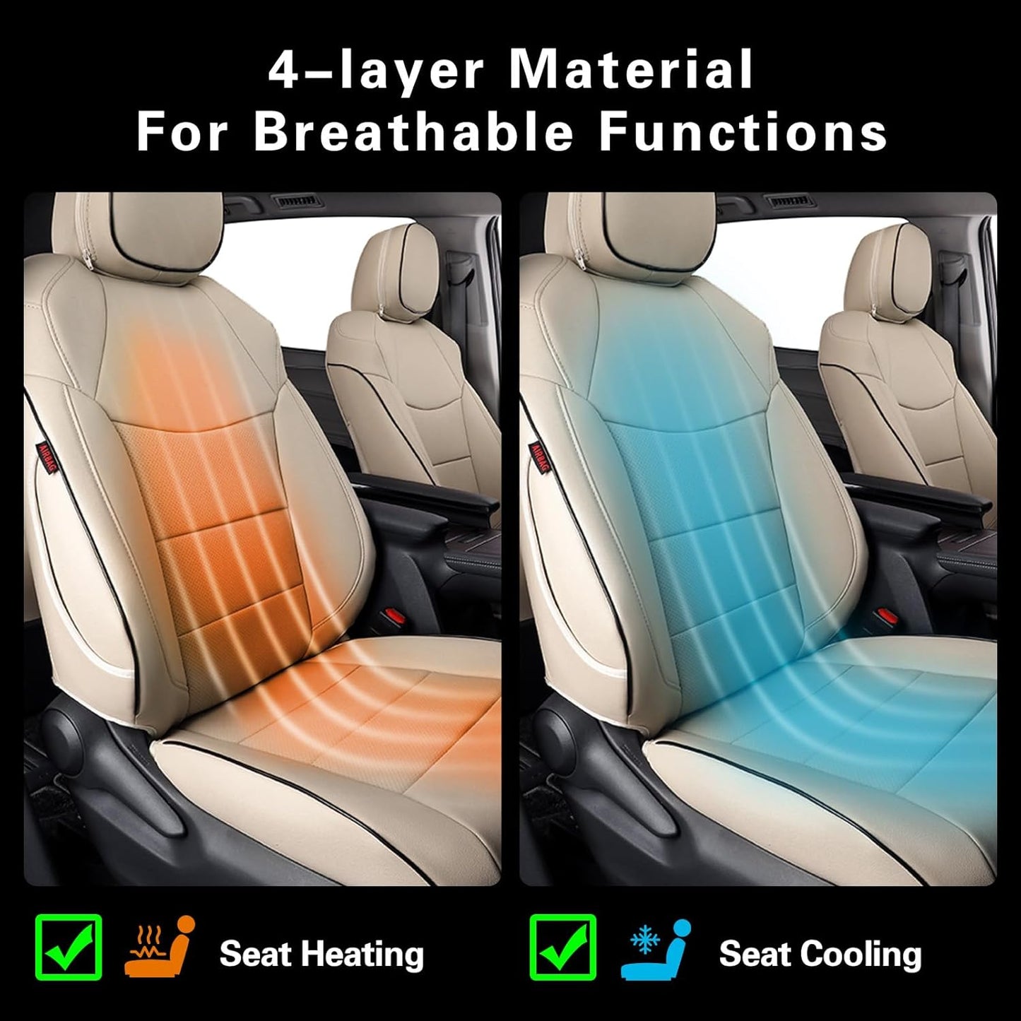 EKR Sienna Seat Covers for 2021 2022 2023 2024 2025 Toyota Sienna LE, XLE,8 Seats,2nd Row 4/2/4 Split,Waterproof Seat Covers Full Set for Trucks,Car Seat Protectors - Three Row,Leather (Beige)