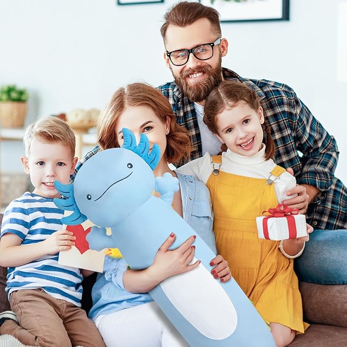 22 inch Cute Giant Blue Axolotl Plush Soft Body Pillow, Large Axolotl Stuffed Animals Toy, Squishy Plushies Gifts for Kids Boys Girls Birthday