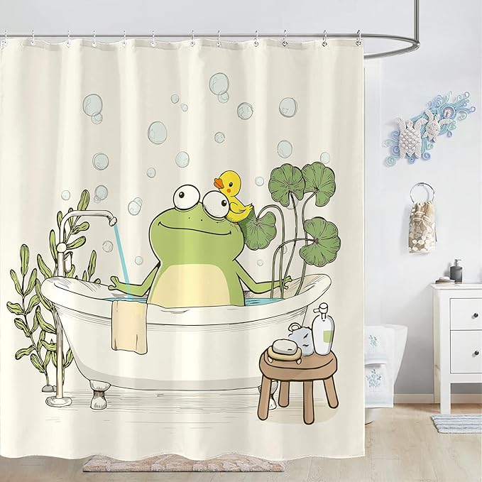 Yeoiat Frog Shower Curtain Funny Shower Curtain Funny Decorative Shower Curtains for Bathroom Cute Shower Curtain Set with 12 Hooks Frog01 72×72 Inches