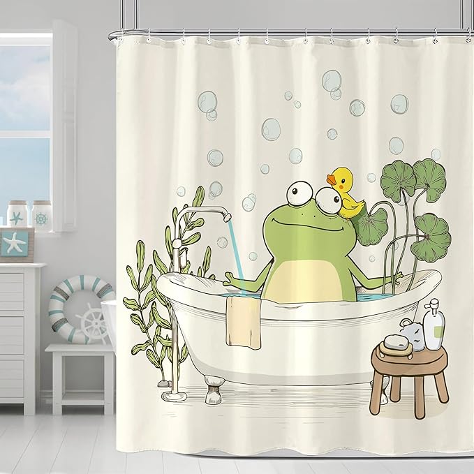 Yeoiat Frog Shower Curtain Funny Shower Curtain Funny Decorative Shower Curtains for Bathroom Cute Shower Curtain Set with 12 Hooks Frog01 72×72 Inches