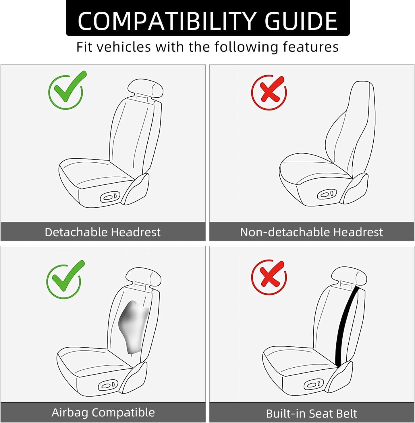 2 Pack Leather Front Car Seat Covers,Universal Breathable Full Surround Leather Car Seat Cover Protector,Split Waterproof Luxury Auto Black Seat Cover Cushion for Sedan Cars Pick-up Trucks SUV