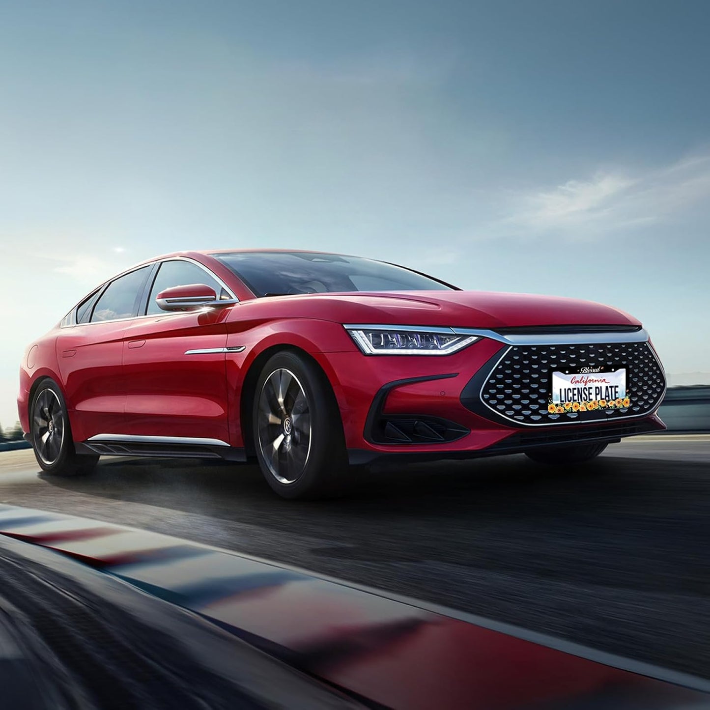 Watercolor Sunflower License Plate Beautiful Floral License Plate Stainless Steel Auto Parts Funny License Plate Decorative with Screws Size 12.3" x 6.3" for Women Men