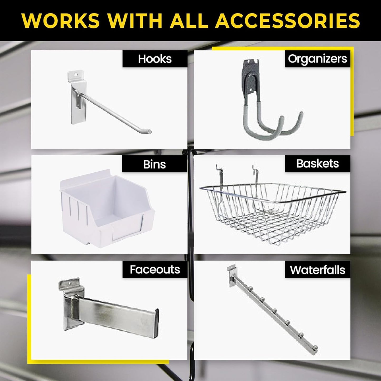 2'H x 4'W Slatwall Panel Garage Wall Organizer: Heavy Duty Wall Mounted PVC Wall Rack, Interlocking Slat Wall Paneling for Garage Wall Storage, Slatwall Board or Slatwall Shelves System - White