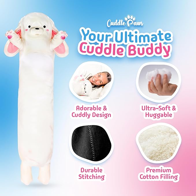 Stuffed Animal Big Bunny Body Pillow – Soft Plush Toy & Throw Pillow for Kids, Medium (35 Inches), Kawaii Stuff Gift for Girls