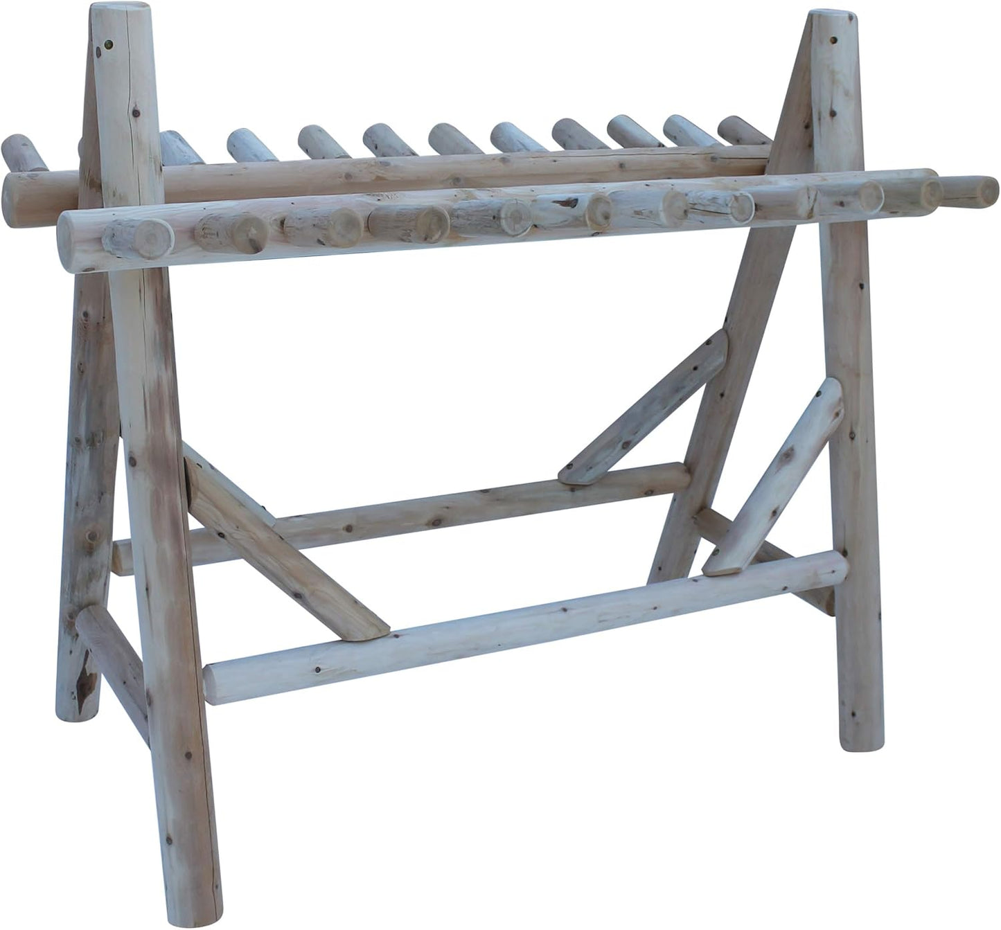 22-Place Freestanding Ski Log Racks, Pole Ski Holders, Garage Racks for Organization, Pole Stands, Snowboard Rack Garage, Snow Skis Sports Storage - Natural