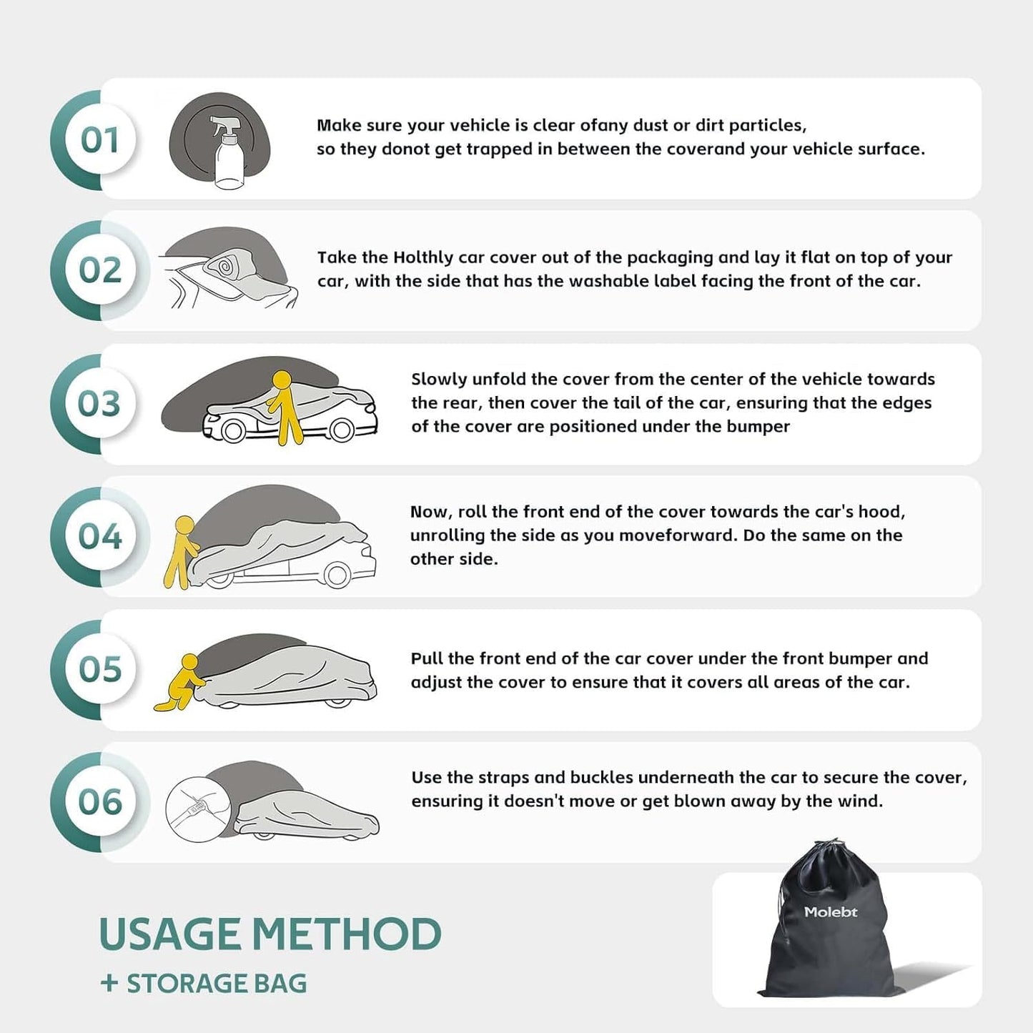 SUV Car Cover Custom Fit for Subaru Outback(1994-2025), Waterproof All Weather for Automobiles, Outdoor Full Cover with Windproof Clip Straps