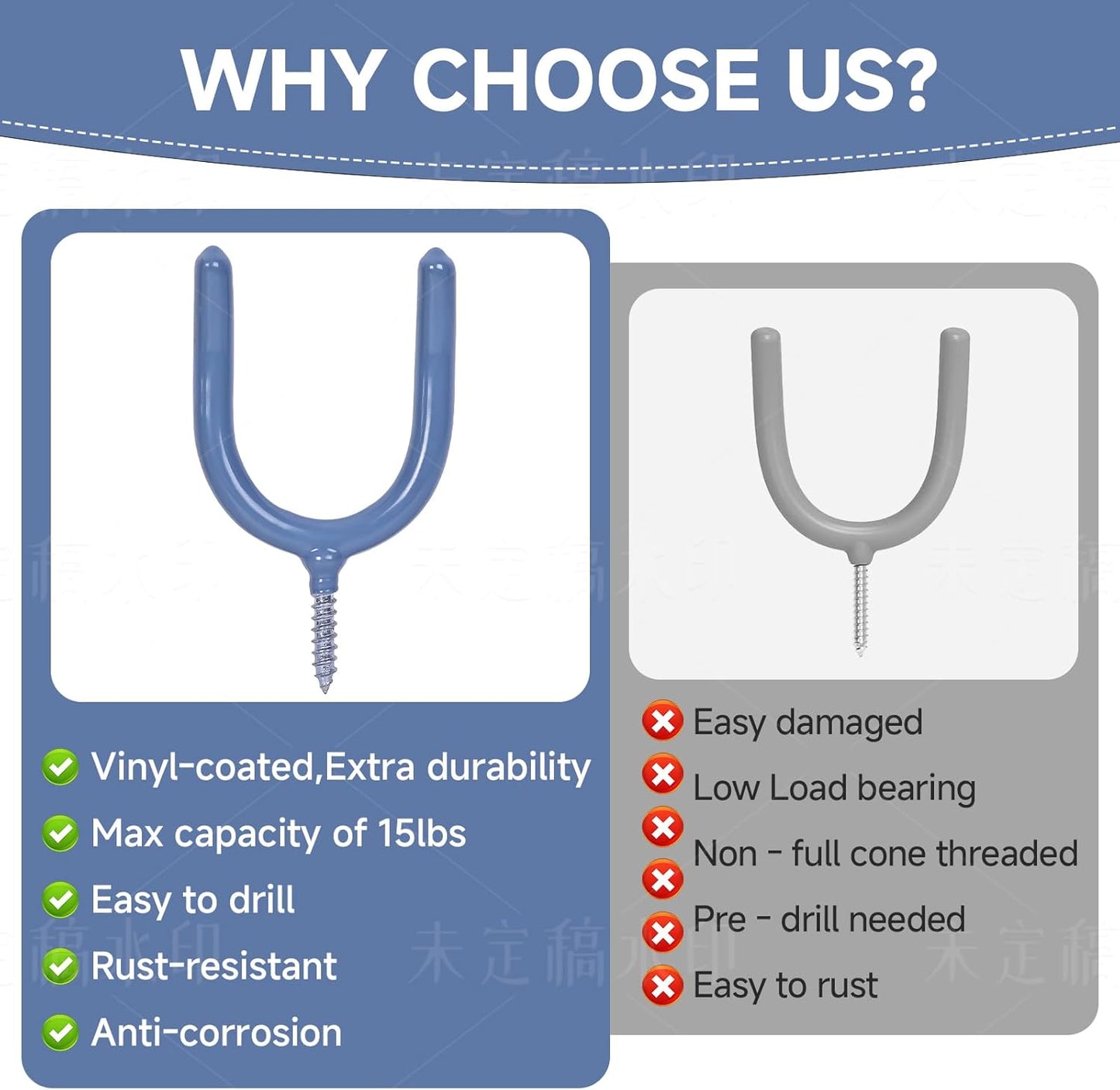 12 Pack Garage Storage System Steel U Hooks with Anti-Slip Coating Home Improvement and Organization Screw in Hooks Easy Wall Mounting Heavy Duty Bike and Ladder (Grey, 12 Pack)