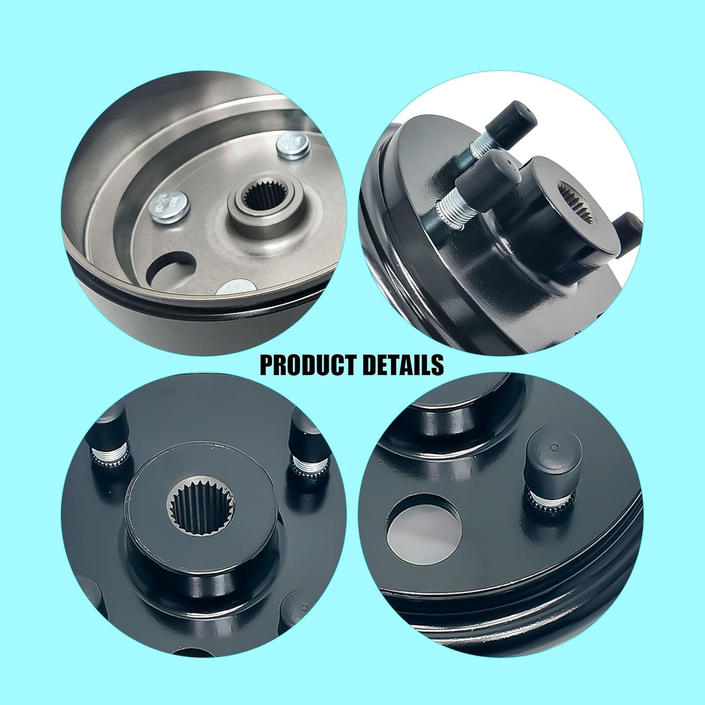 Golf Cart Brake Drum Assembly Kit for EZGO TXT, Rear Brake Drum Hub with 24 Splines Compatible with 1982-up Electric and 1982-1993 2-Cycle Gas Vehicles Replaces 19186G1P - 1 Pack