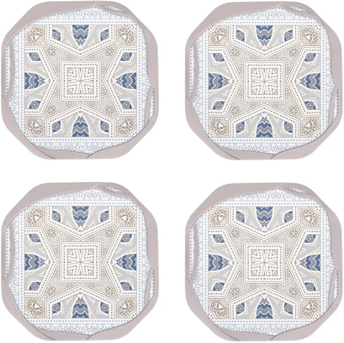 UMIRRO Absorbent Coasters for Drinks, Mandala Silicone Cup Coaster with Felt Insert for Coffee Table Decor, Small Unique Birthday Gift Ideas for Men Dad Him Women Mom Her, 4", Set of 4