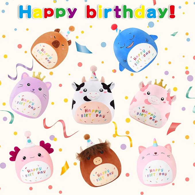 SQEQE Unicorn Cat Plush Kawaii Birthday Cat Plushies Pillow Cat Stuffed Animal Toy Soft Plushie Doll Gifts for Kids Decor(Caticorn, 8 Inch)
