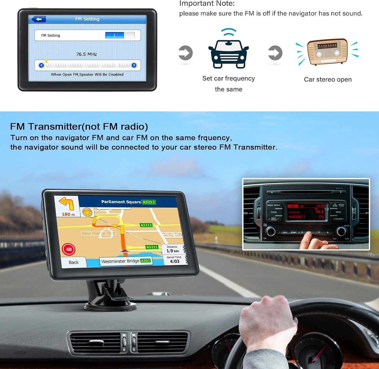 GPS Navigator for Car Truck, GPS Commercial Drivers 2025 Trucker GPS for Semi Truck with 7 in GPS Navigation Systems(Map Free Lifetime Updates), Voice Assist, Speed Limit Warnings