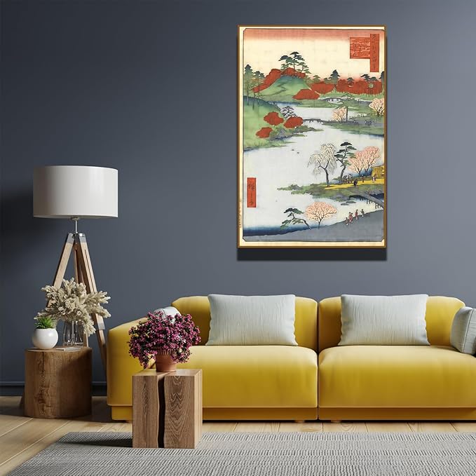 Utagawa Hiroshige Canvas Wall Art - Open Garden At Fukagawa Wall Decor - Asian Landscape Painting - Traditional Japanese Landscape - Girls Room Decor - Unframed