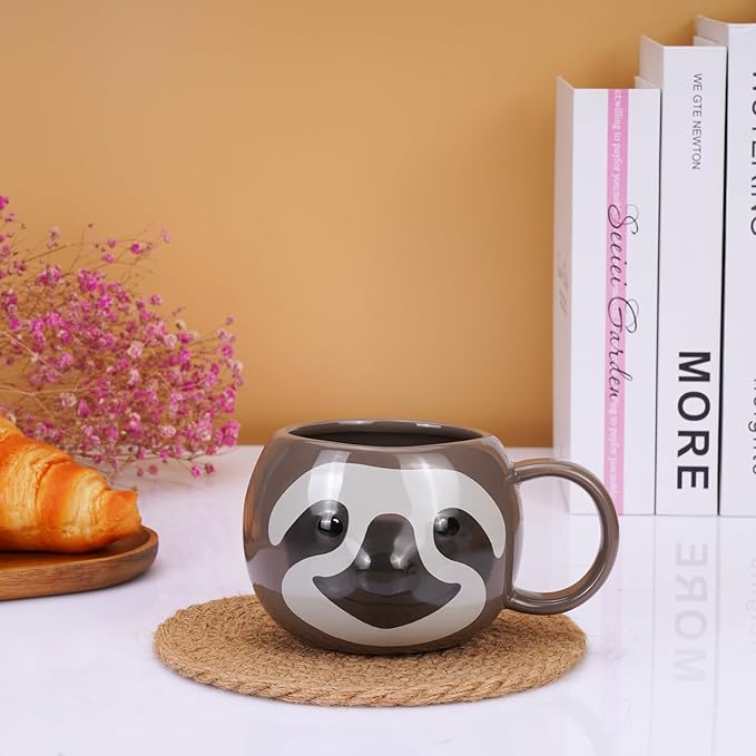 Sloth Mug 16 oz Ceramic Coffee Mug 3D Porcelain Tea Mug for Women Kawaii Cup Sloth Gifts for Women Christmas Gifts Housewarming Holiday Birthday Gifts for Women Men Mom Kids and Friend