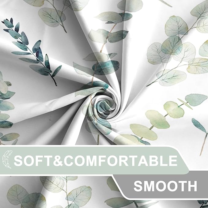 AWERT Shower Curtain Green Plants for Bathroom Waterproof Quick-Drying Eucalyptus Leaves Shower Curtain Set with Hooks 72x78 Inch