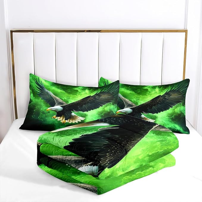Black Eagle Comforter Set Queen Size Cute Animal Bedding Set Aesthetic Comforters Soft Lightweight Microfiber Comforter Sets for All Season