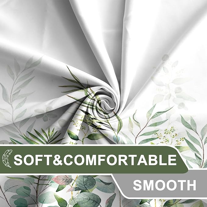 AWERT Shower Curtain Plants for Bathroom,Waterproof Quick-Drying Green Leaves Shower Curtain Set with Hooks 72x78 Inch