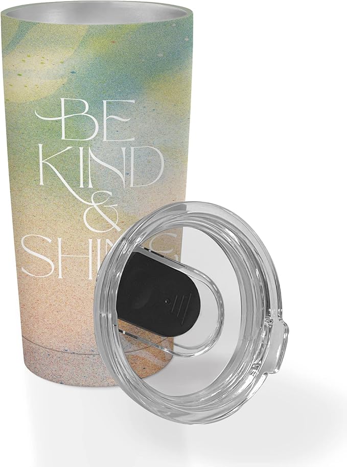Studio Oh! Insulated Stainless-Steel Tumbler - Double-Walled 17-Ounce Travel Cup - Vacuum Seal Keeps Liquids Hot or Cold for Hours - Fits Standard Size Cup Holders - Be Kind & Shine