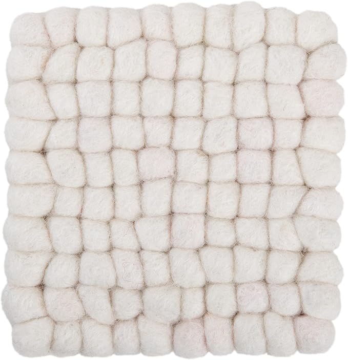 Square Felt Ball Coasters - 100% Merino Wool Table Coasters - Felt Coaster Pads, Absorbent Trivet for Drinks - Heat Resistant, Thick & Durable Hand Felted in Nepal by Woolygon- Multicolor - Set of 5