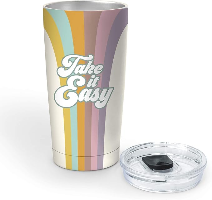 Studio Oh! Insulated Stainless-Steel Tumbler - Double-Walled 17-Ounce Travel Cup - Vacuum Seal Keeps Liquids Hot or Cold for Hours - Fits Standard Size Cup Holders - Take It Easy