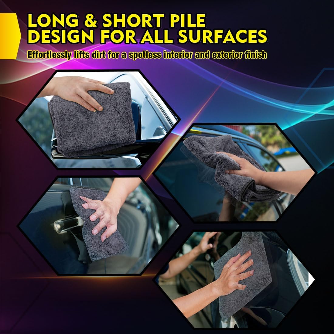 HOMEXCEL Car Drying Towels, 2 Pack Professional Microfiber Towels for Cars, Scratch-Free, Highly Absorbent Drying Towel for Cars, SUVs, RVs, Trucks, and Boats, 35 x 25 inch, Grey