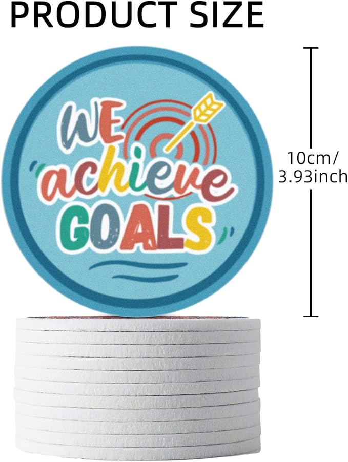 Trillion 12 Pack Felt Cup Coasters for Drink, Absorbent Coasters for Coffee, Office Pattern Design Drink Coasters