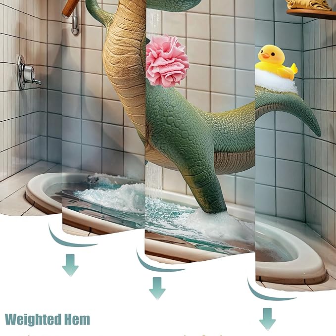 Yeoiat Funny Shower Curtain Dinosaur Shower Curtain Funny Decorative Shower Curtains for Bathroom Cute Shower Curtain Set with 12 Hooks Dinosaur01 72×72 Inches