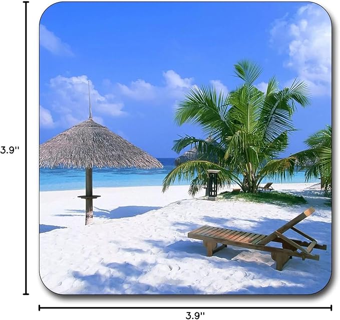 Summer Beach Pattern Square Coaster Set - Made of Recycled Rubber - Set of 4 …