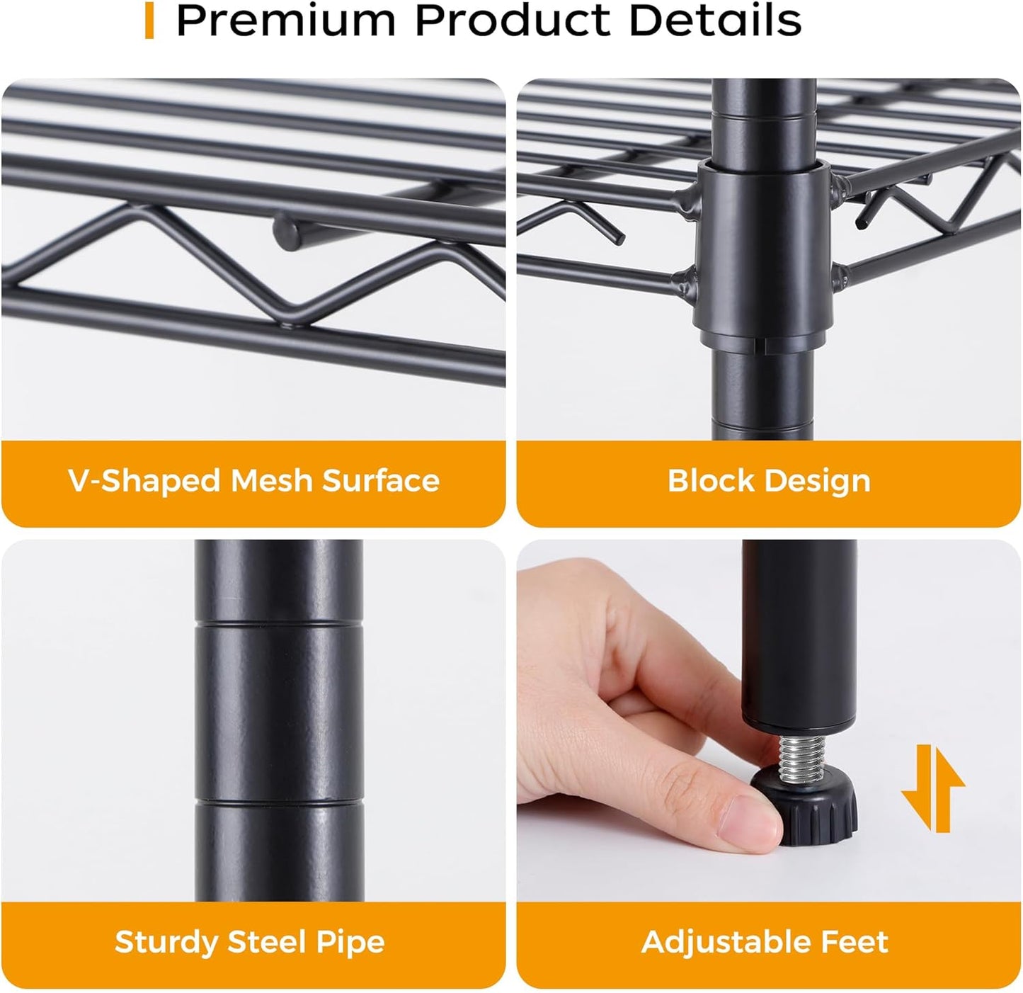 Homeiju 3-Shelf Storage Rack,Adjustable Height Metal Shelving Unit,Heavy Duty Storage Shelving Unit,Wire Rack Shelving,Garage Organizer for Home,Kitchen,Office,Pantry,Garage(13.5"D x 23.4"W x 31"H)