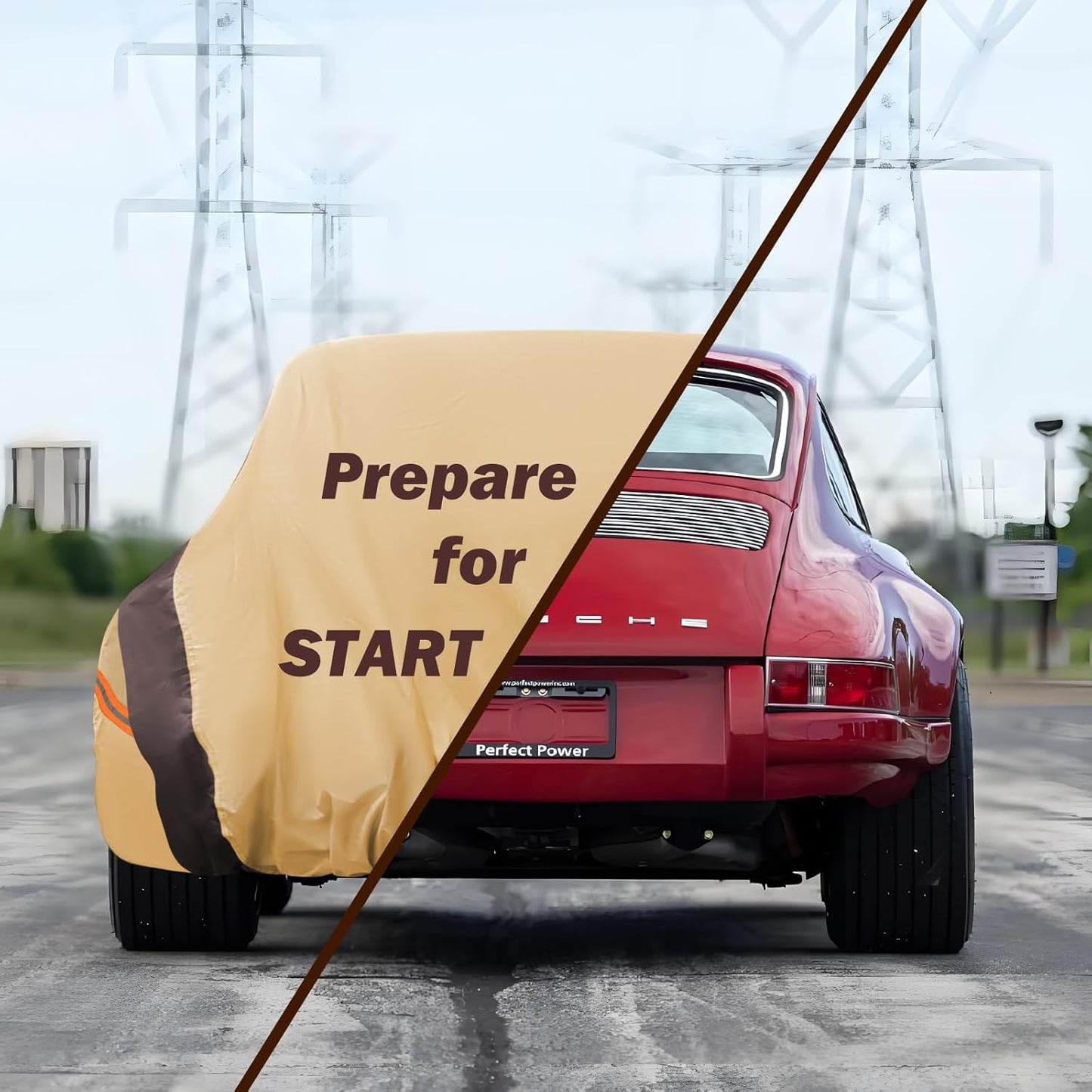 Silverado Car Cover Waterproof All Weather Compatible with Silverado, Outdoor Anti-UV Sun Rain Protection Truck Cover(Camel with Brown)