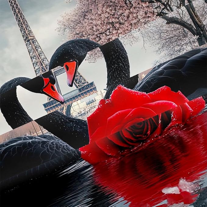 Swan Comforter Set Twin Size Couple Red Rose Bedding Set for Women Men Aesthetic Romantic Bedding Soft Down Alternative Comforter Sets for All Season Great Valentine's Day Bedroom Decor