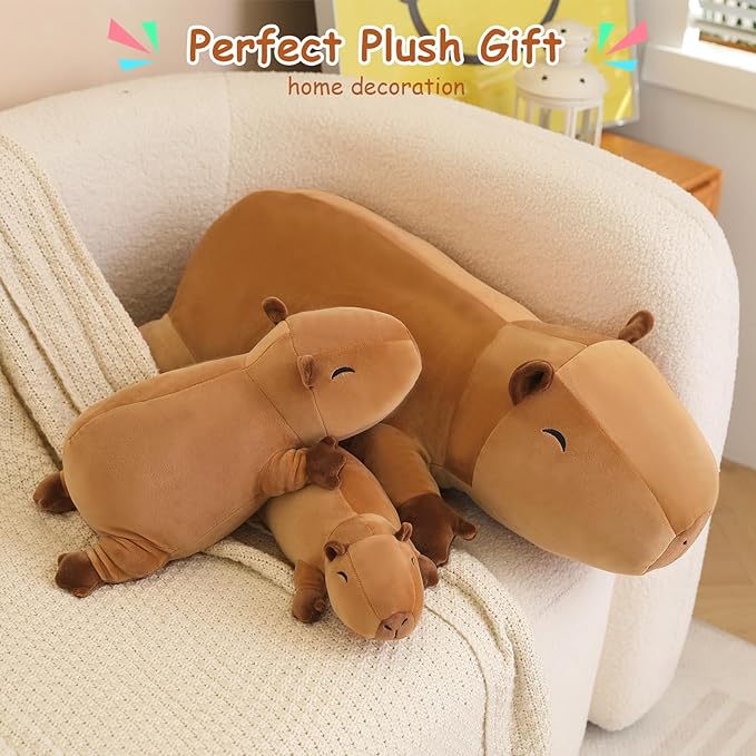 SQEQE Weighted Capybara Plush, Weighted Capybara Stuffed Animal, Cute Plushies Soft Pillow Toy Gift for Kids Adults 23.6 Inch, 3.1 Lbs