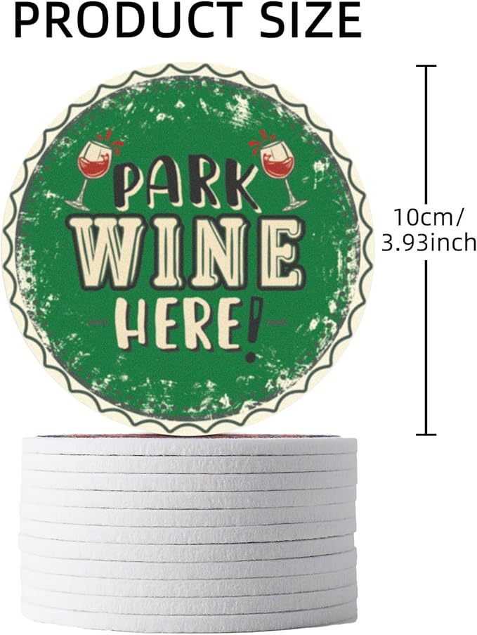 Trillion 12 Pack Felt Cup Coasters for Drink, Absorbent Coasters for Coffee, Wine Pattern Design Drink Coasters, Tri-Coaster-18