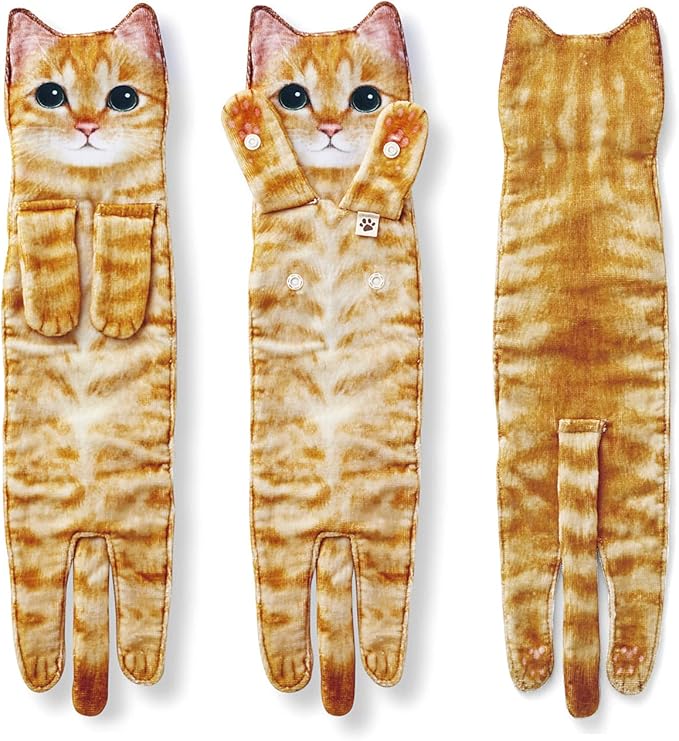 AGRIMONY Cat Funny Hand Towels with Towels Bar for Bathroom Kitchen - Cute Decorative Cat Decor Hanging Washcloths Face Towels Super Absorbent Soft - Housewarming Birthday Christmas Fun Gifts
