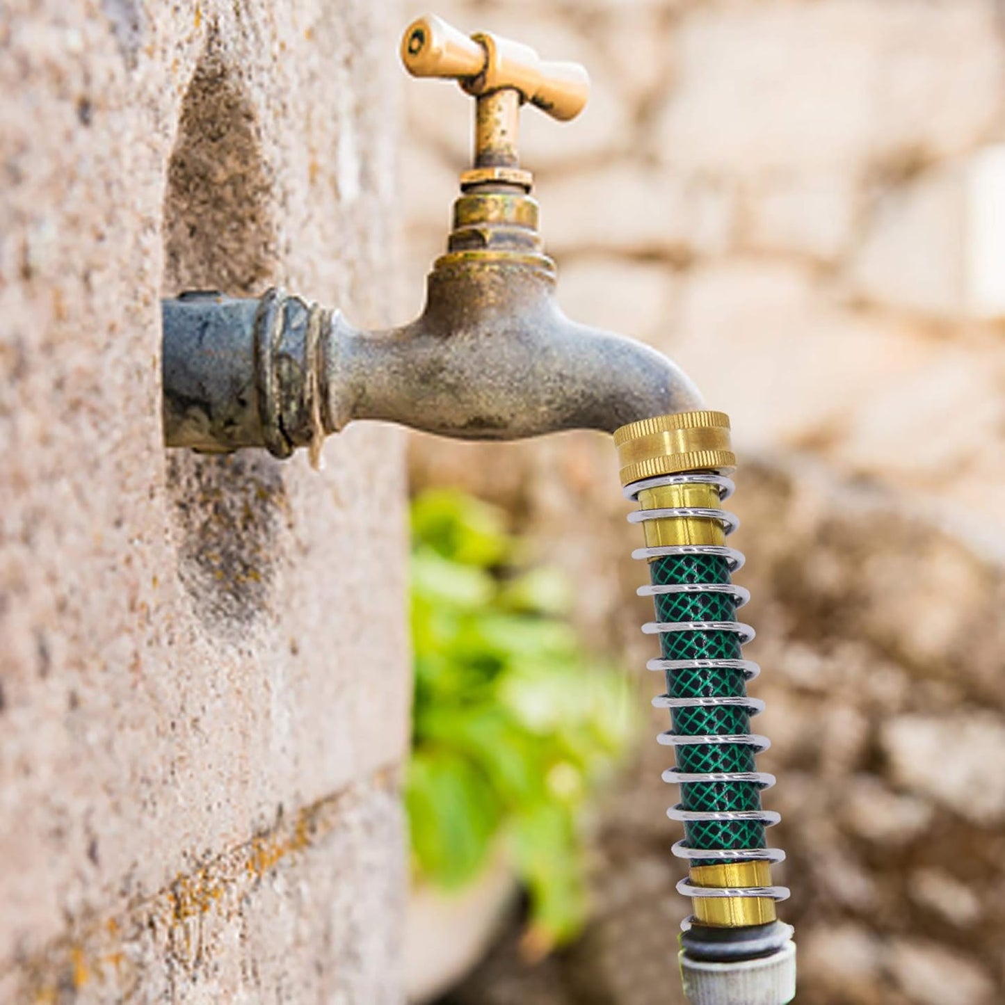 Garden Hose Extension Adapter, Hose Kink Protector with Coil Spring, 4 Pack