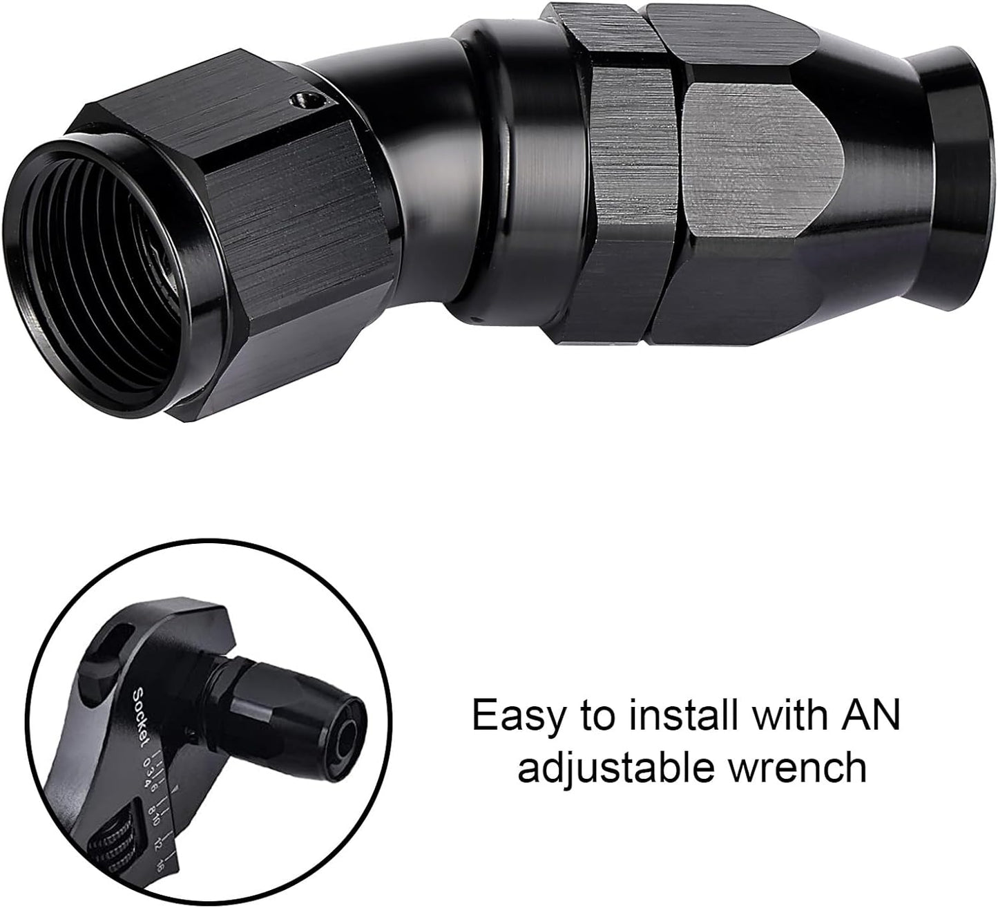 EVIL ENERGY 10AN 30 Degree PTFE One Piece Full Flow End Hose Fitting Aluminum Black