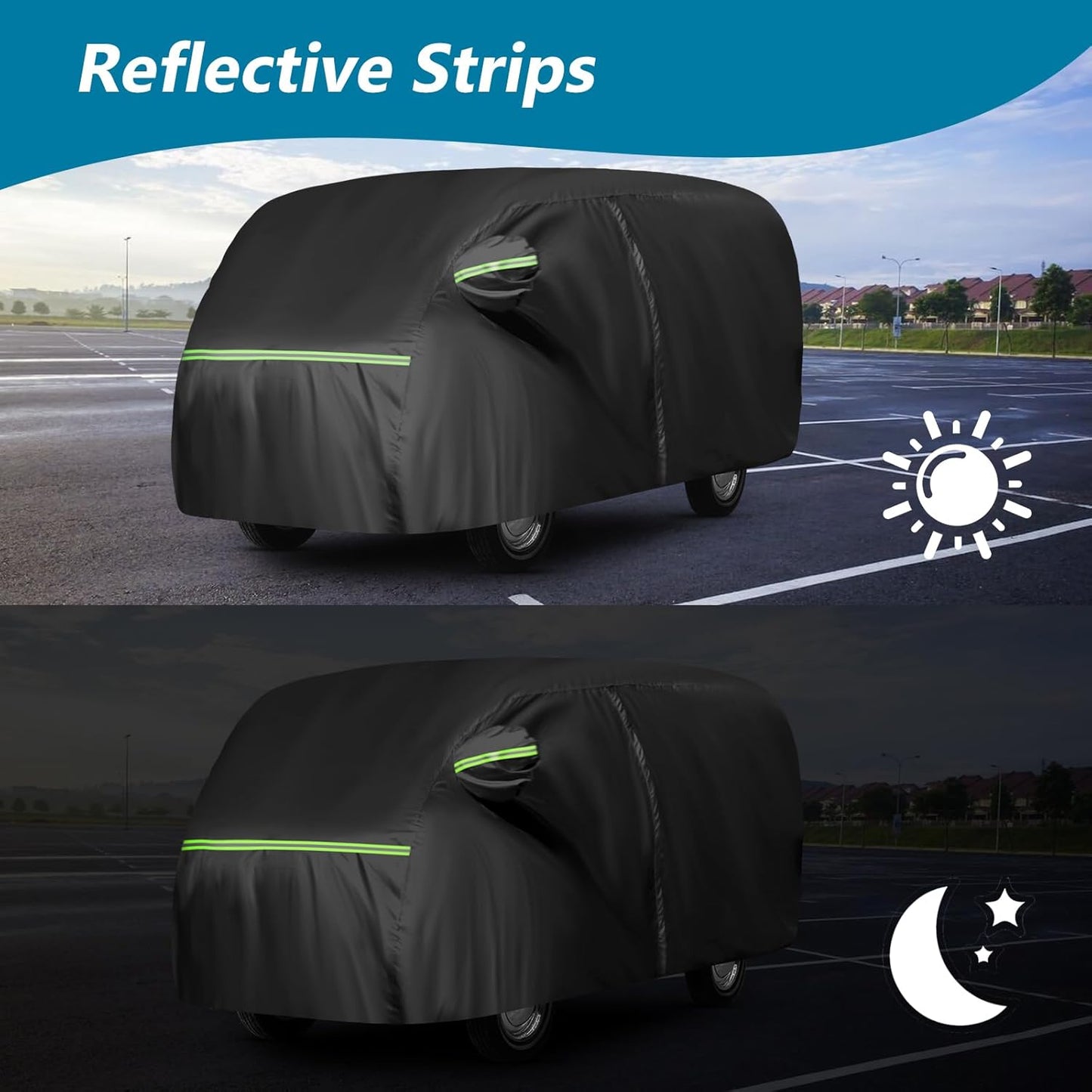 Waterproof Car Covers for 1950-1992 VW Bus T1 T2 T3, 420D Oxford Cloth Sun Heat Protection Outdoor Full Covers with Driver Side Zipper Windproof Heavy Duty All Weather for 1950-1992 VW Bus T1 T2 T3